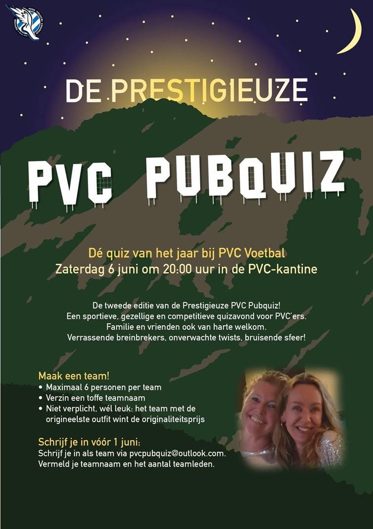 Zaterdag 6 juni: De prestigieuze pubquiz van PVC!